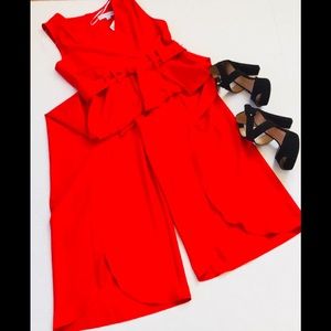 Beautiful Red Slit Leg Jumpsuit